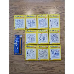 Set of 11 Vintage Aunt Martha's Hot Iron Transfers w Vogart Transfer Pencils New